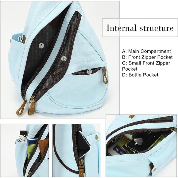 Women Small Casual Canvas Sling Crossbody Shoulder Backpack